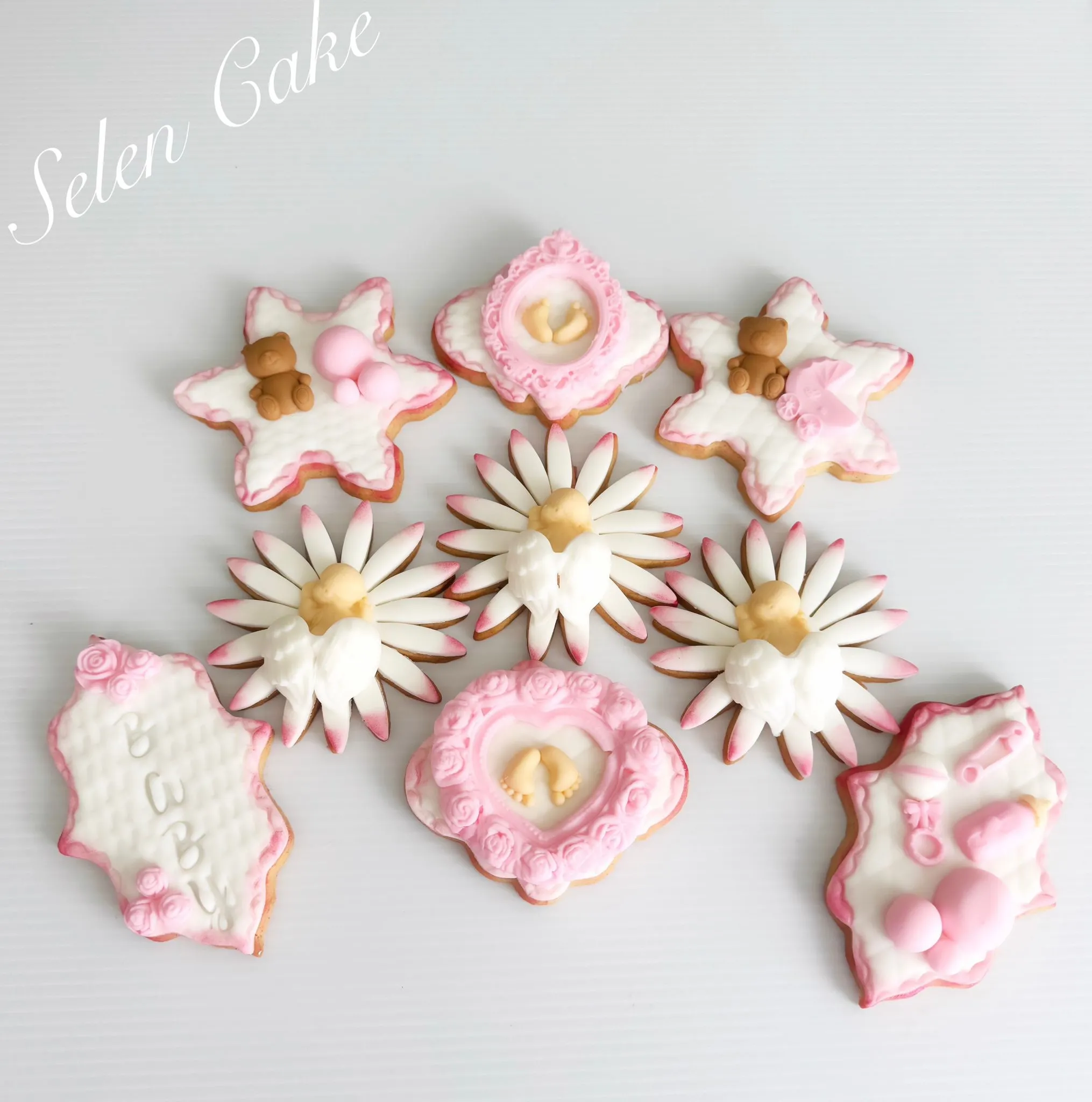 Pink Color Baby Shower Cookies